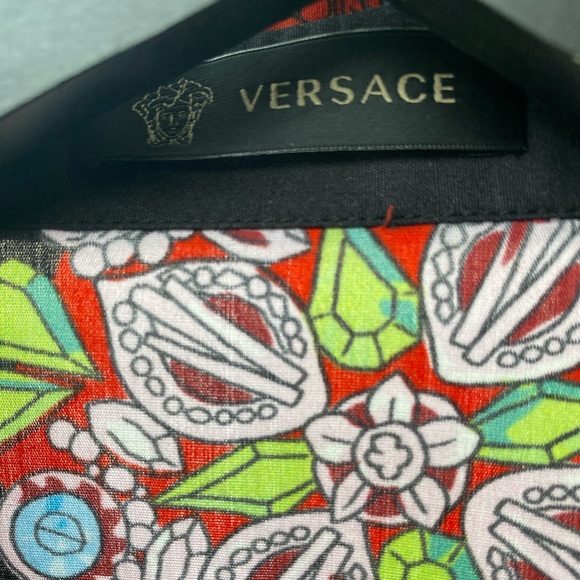 Black Print Versace Long Sleeve button up Size 43 - Picture 4 of 4
